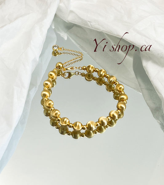 Italian Filigree Craft Gold-plated Bead Bracelet